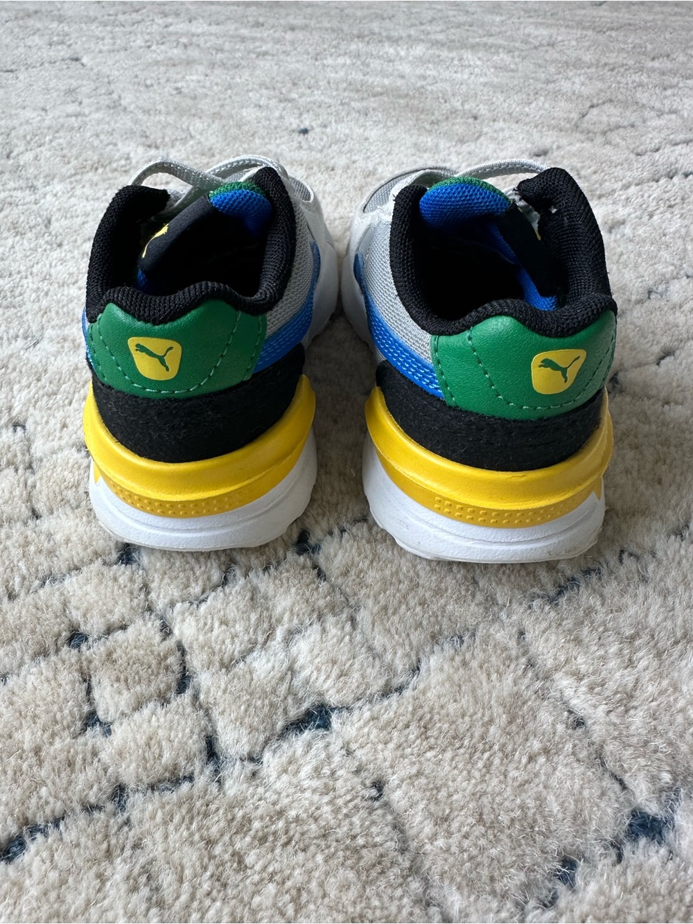 Puma Kids Gray Sneakers with Blue, Green & Yellow Accents - Picture 5 of 6